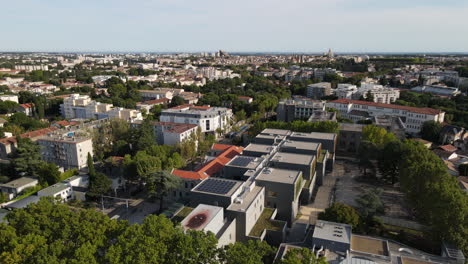 Montpellier-aerial-shot-conservatory-of-art-sunny-afternoon